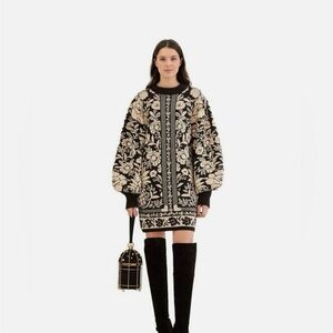 Farm Rio Black Pineapple Harden Mini SweaterDress